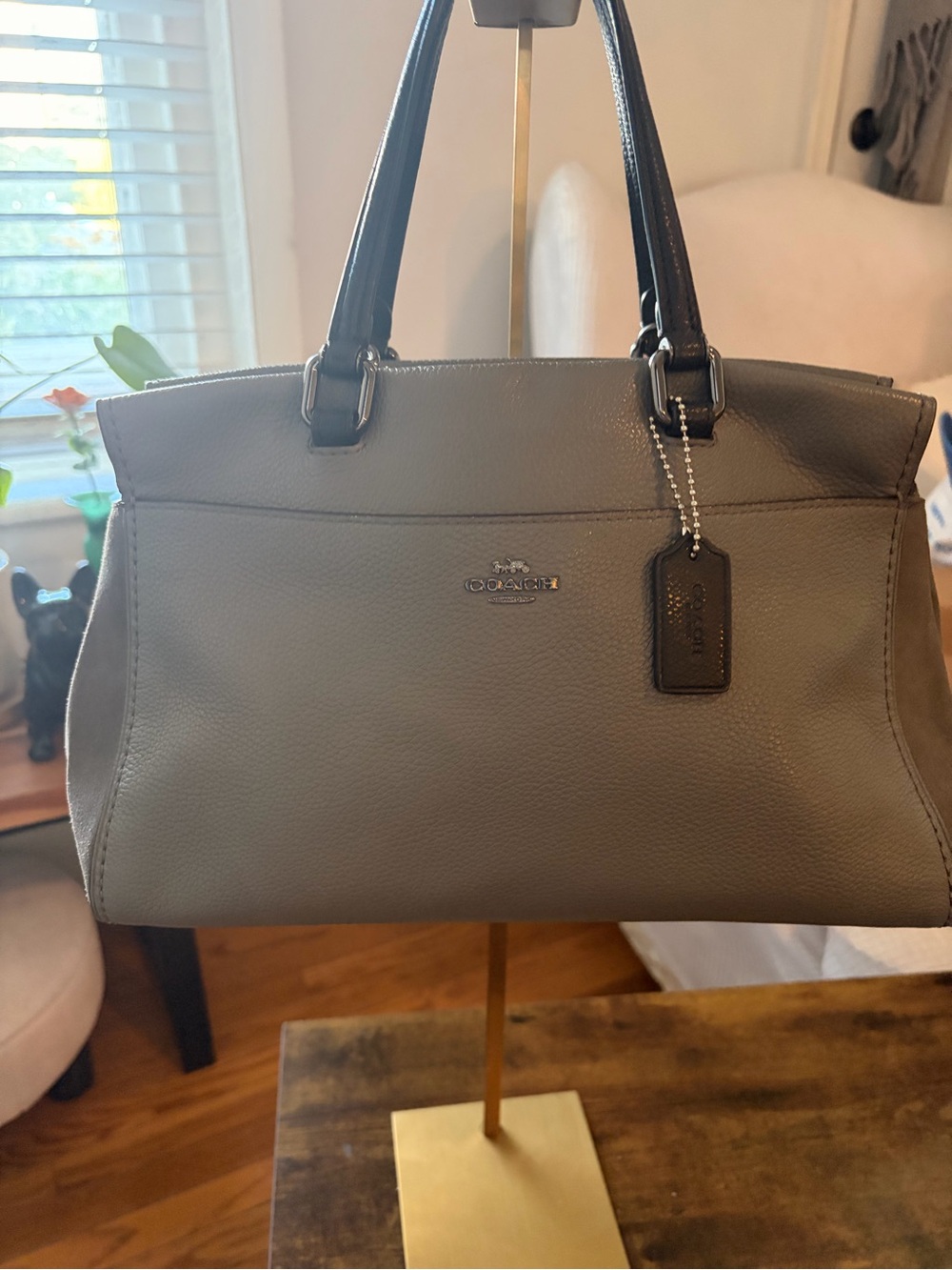 Coach Colorblock Mixed Leather Fulton Satchel in Heather Gray/Black ($350 MSRP)